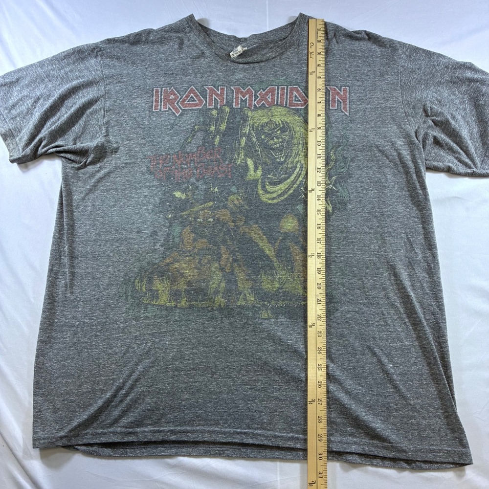 Vintage Iron Maiden The Number of the Beast Graphic Tee Grey 2XL - Picture 4 of 7